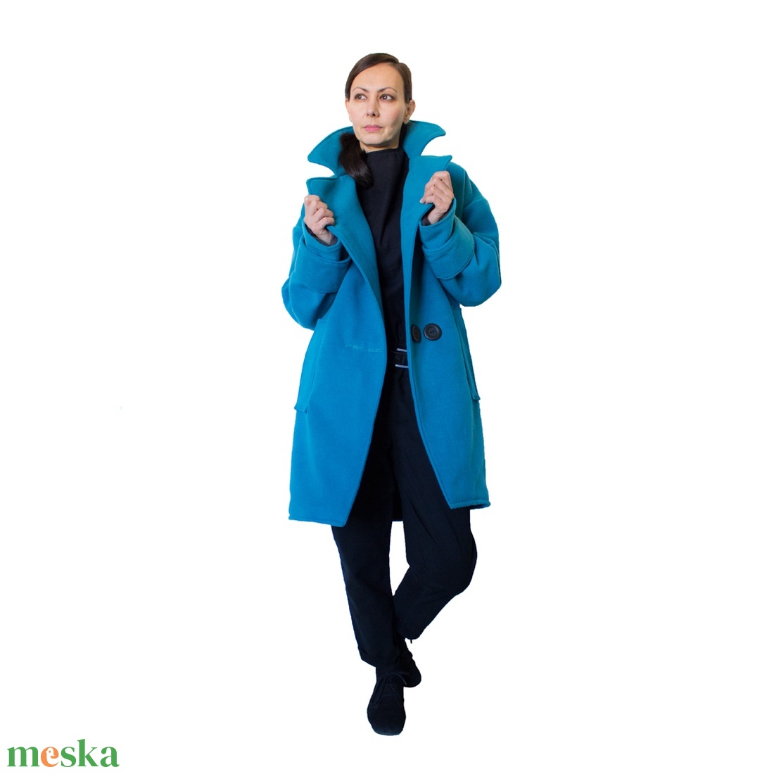 Amélie kabát - nagy kihajtós gallérú átmeneti kabát - ruha & divat - női ruha - kabát - Meska.hu