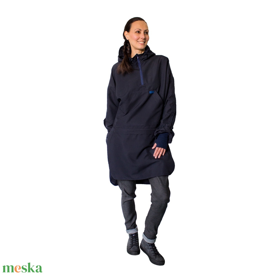 Neo-Murphy Jumper - vízlepergetős hosszú felső - átmeneti kapucnis pulcsiruha - ruha & divat - női ruha - kabát - Meska.hu