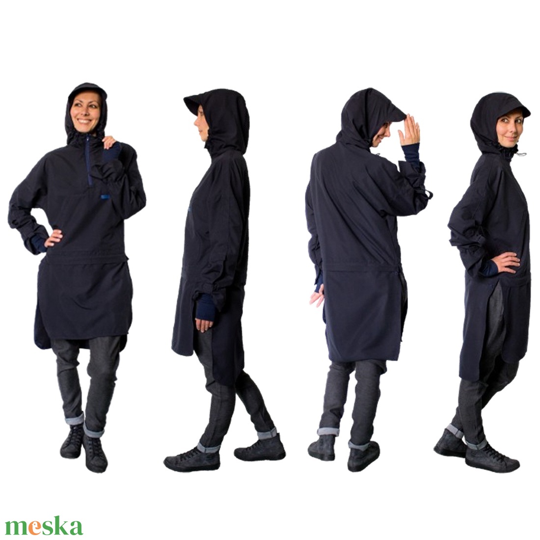 Neo-Murphy Jumper - vízlepergetős hosszú felső - átmeneti kapucnis pulcsiruha - ruha & divat - női ruha - kabát - Meska.hu