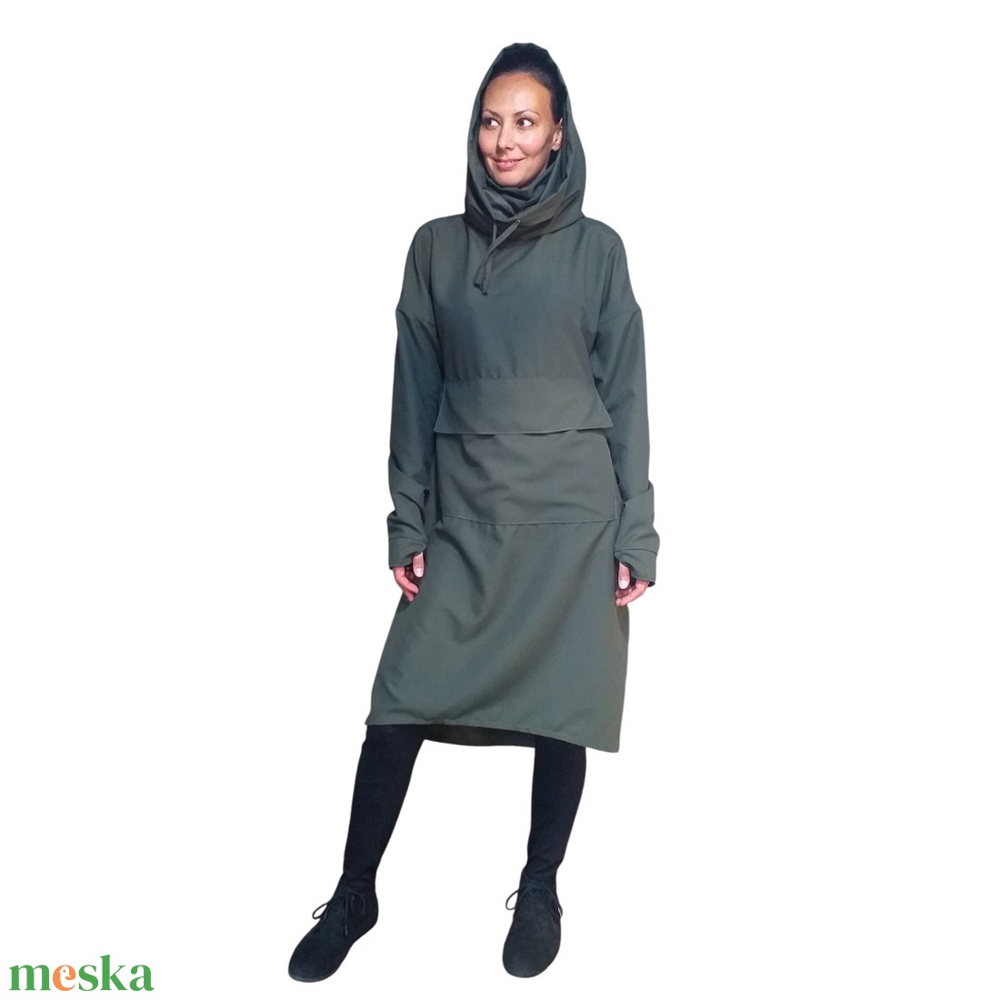 Murphy Jumper - vízlepergetős hosszú felső - kapucnis ruha - átmeneti pulcsi - maszk - ruha & divat - női ruha - kabát - Meska.hu