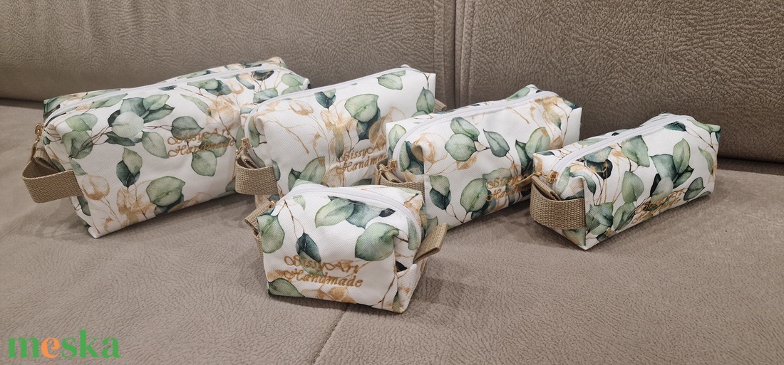 Neszeszer szett zöld leveles - táska & tok - neszesszer - Meska.hu