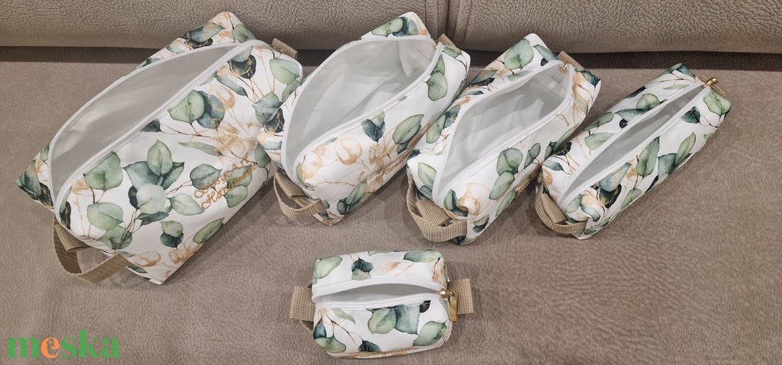 Neszeszer szett zöld leveles - táska & tok - neszesszer - Meska.hu