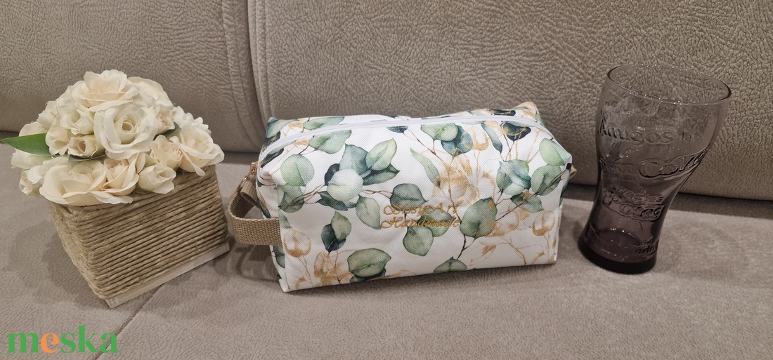 Neszeszer szett zöld leveles - táska & tok - neszesszer - Meska.hu