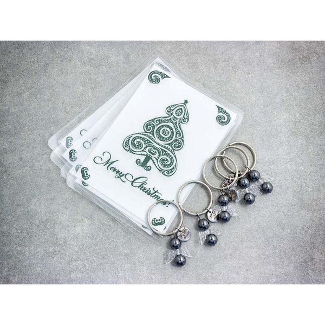 Merry Christmas kulcstartó hematittal 5dbos csomag -  - Meska.hu