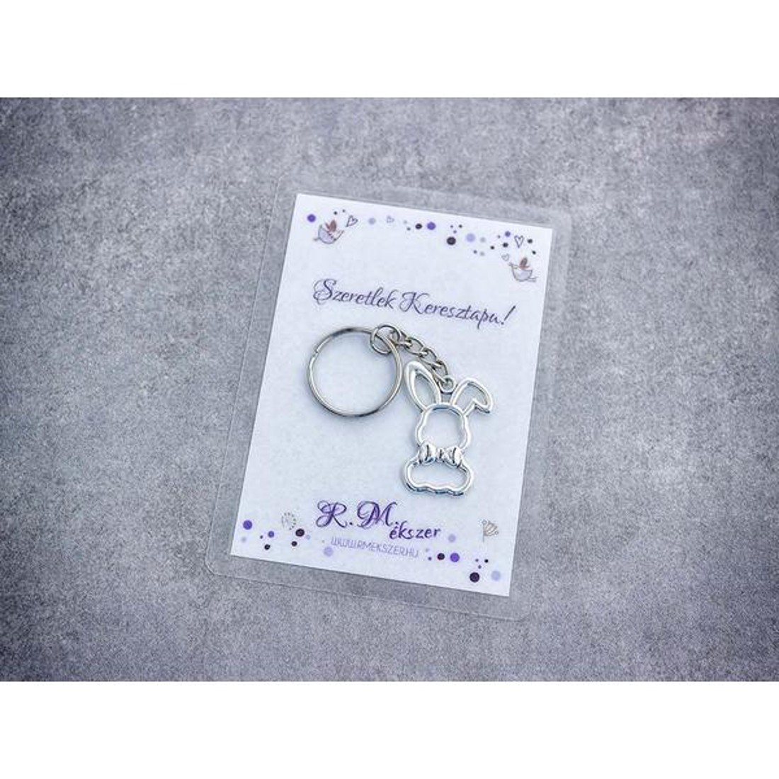 Szeretlek Keresztapa stílusos nyuszi medálos kulcstartó -  - Meska.hu