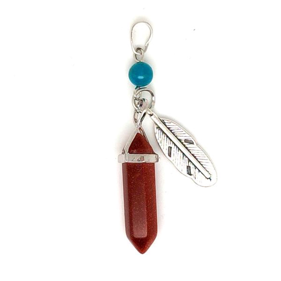 Vogel medál fém toll goldstone vörös 8x30mm - ékszer - nyaklánc - medál - Meska.hu
