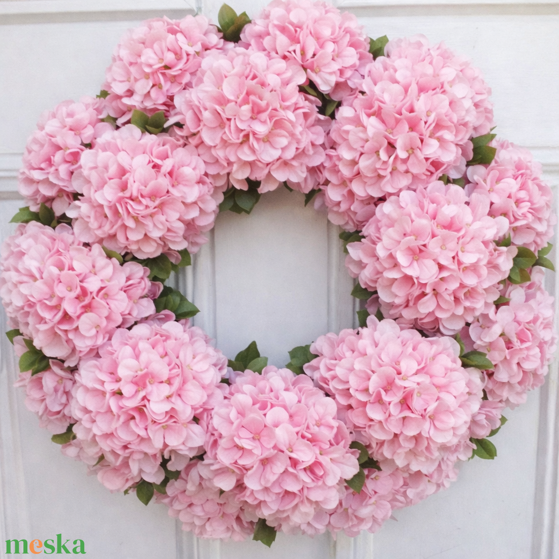 38 cm-Hortenzia ajtó koszorú rózsaszín - otthon & életmód - dekoráció - ajtó- és ablak dekoráció - ajtódísz & kopogtató - Meska.hu
