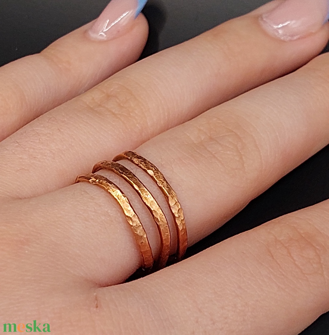Egyedi, különleges design gyűrű vörösrézből  - ékszer - gyűrű - fonódó gyűrű - Meska.hu