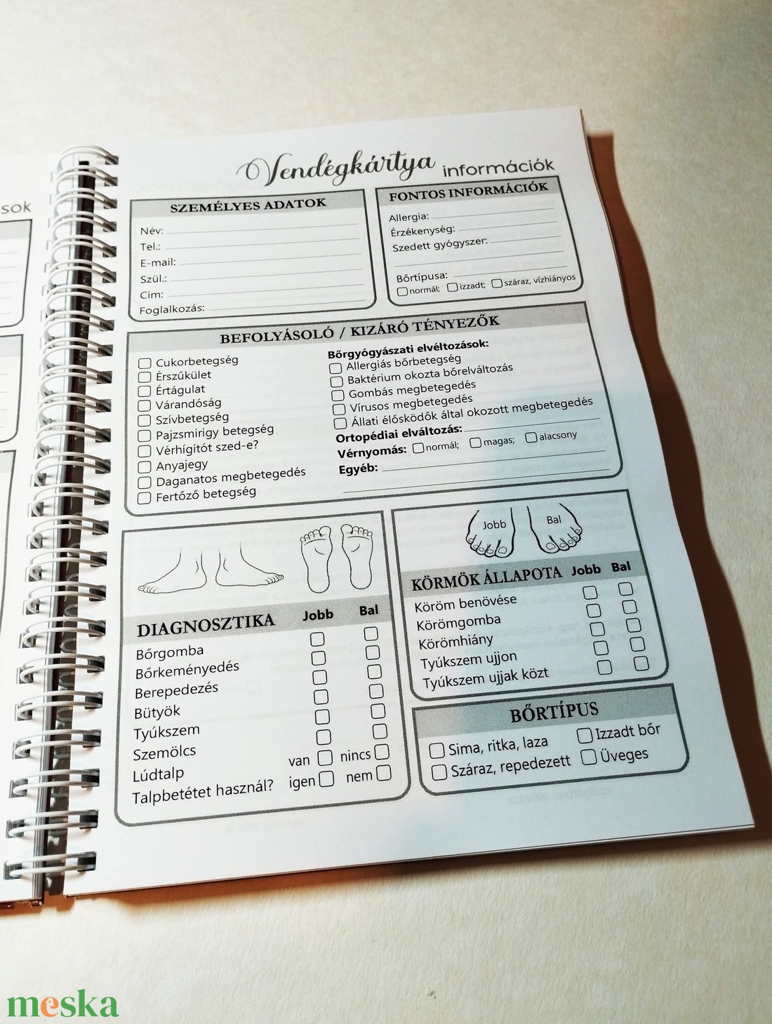 ÚJ! Pedikűr és Manikűr - Kéz és Lábápoló - Vendégkarton  - otthon & életmód - papír, írószer - jegyzetfüzet & napló - Meska.hu