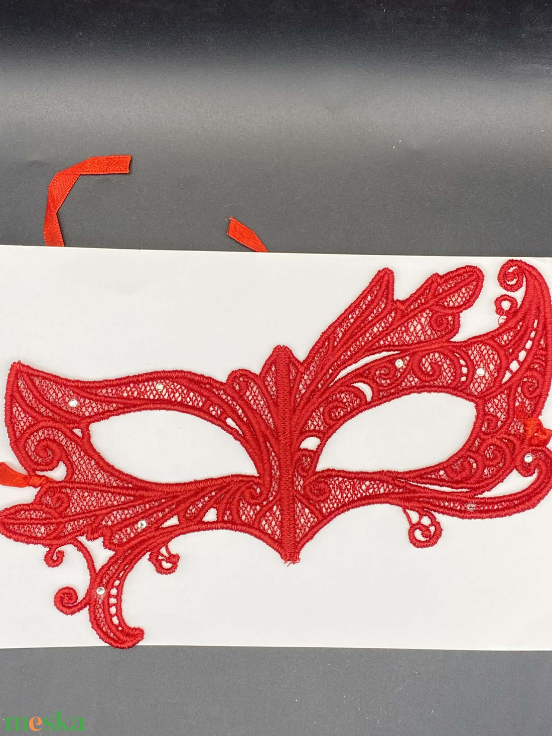Elegáns piros csipke álarc � velencei stílusú maszk alkalmakra - ruha & divat - jelmez & álarc - álarc - Meska.hu