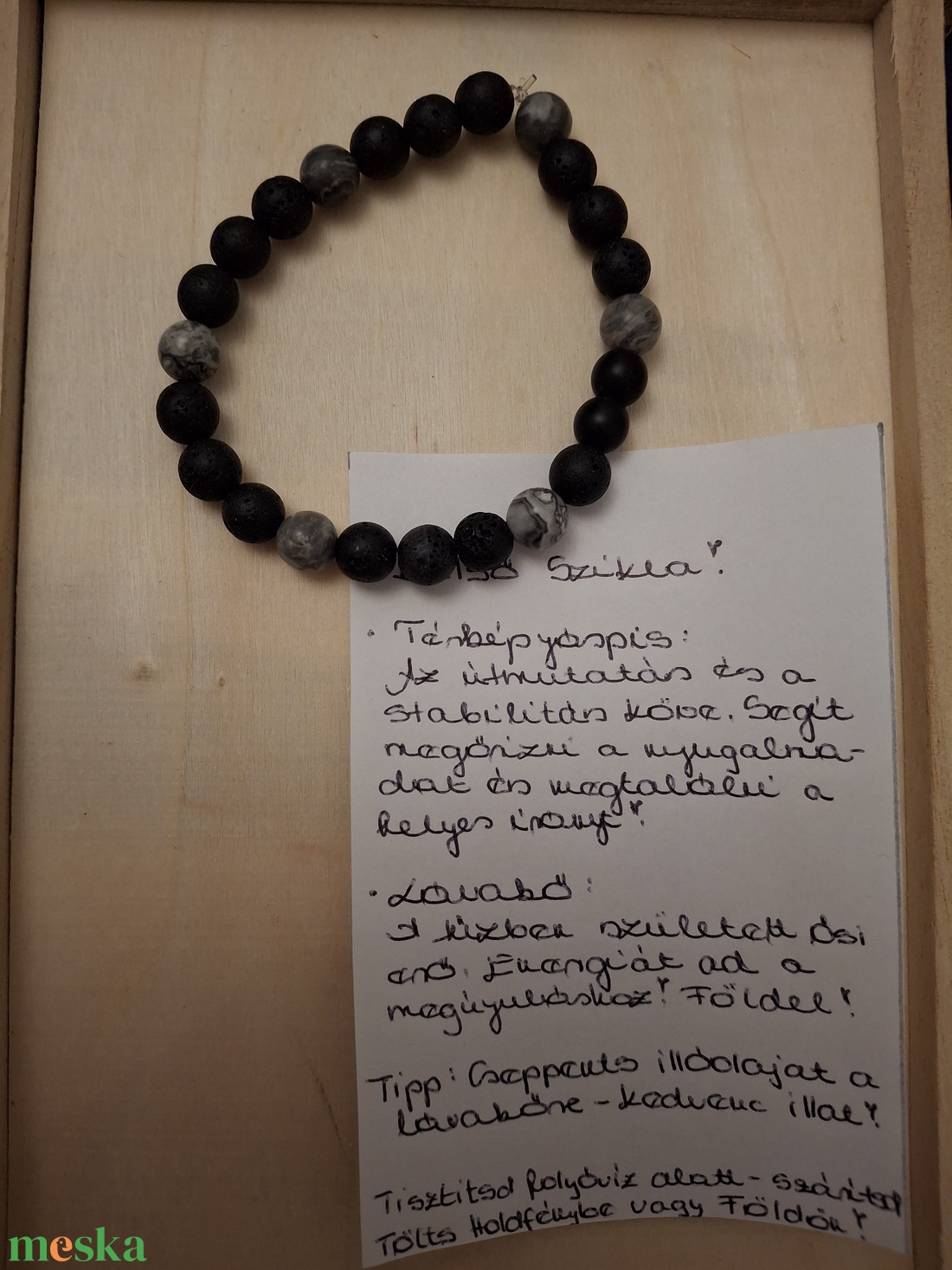 Belső Szikla � Lávakő és Térképjáspis karkötő (Unisex)  - ékszer - karkötő - ásványkarkötő - Meska.hu