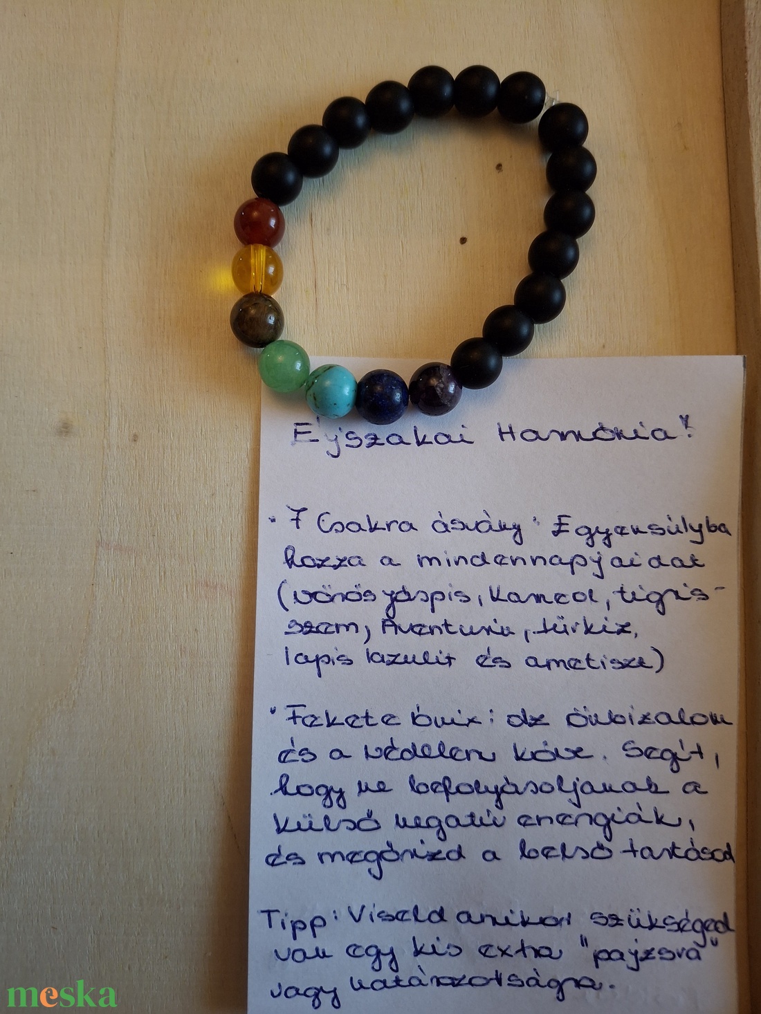 Éjszakai Harmónia � Védelmező Ónix és 7 csakra ásvány karkötő � - ékszer - karkötő - ásványkarkötő - Meska.hu