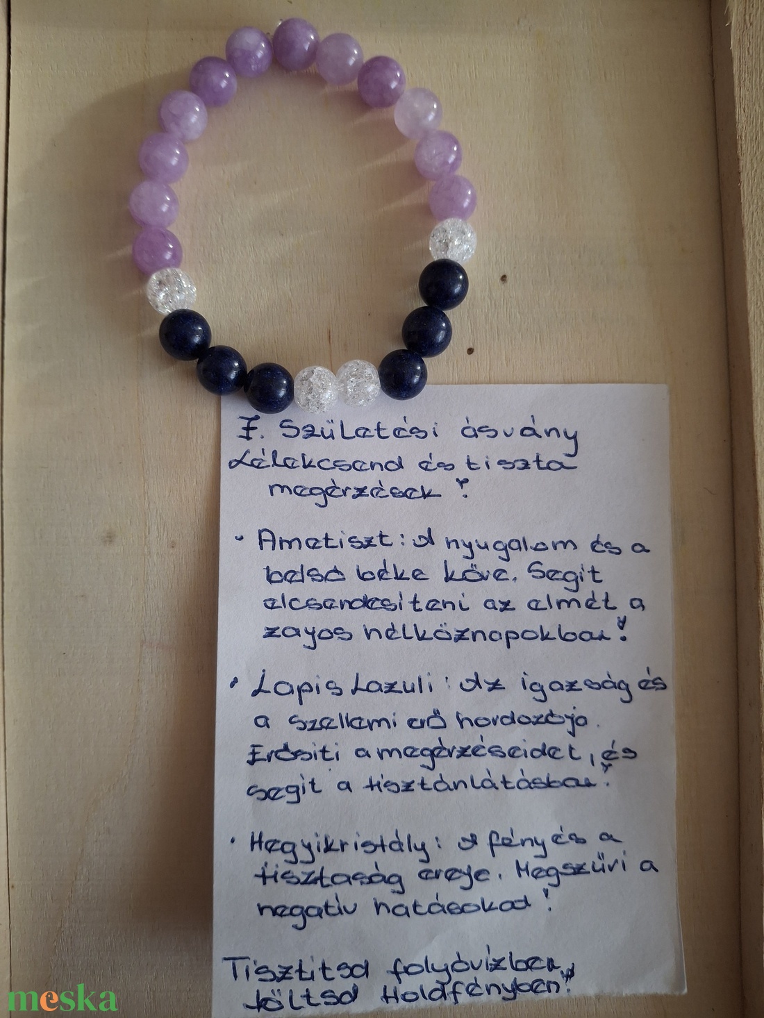 Lélekcsend és Tiszta Megérzések � Személyre szabott Születésköves Karkötő 7-es (Ametiszt, Lapis Lazuli) ��� - ékszer - karkötő - ásványkarkötő - Meska.hu