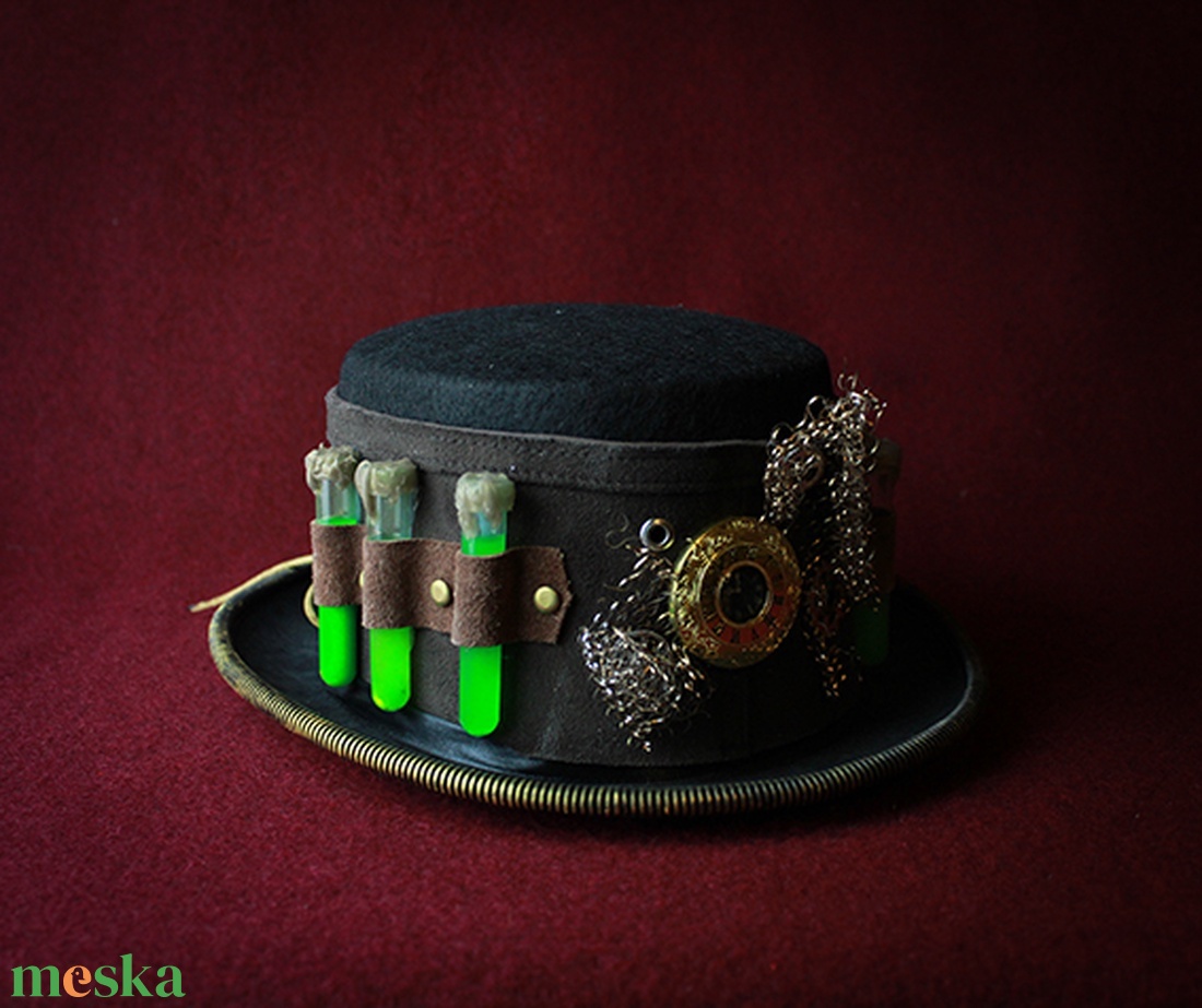 Steampunk Cilinder dísz, kémcsöves sorozat (arany óra) - ruha & divat - sál, sapka, kendő - kalap - Meska.hu
