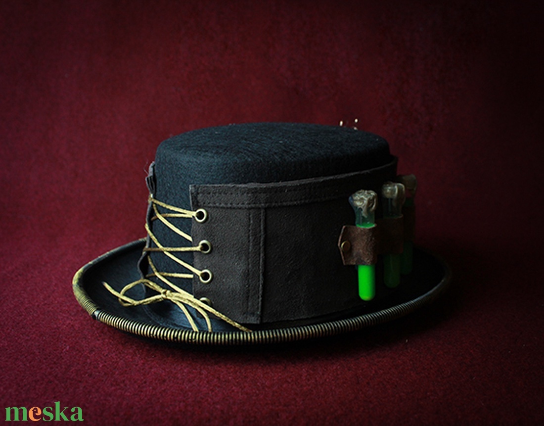 Steampunk Cilinder dísz, kémcsöves sorozat (arany óra) - ruha & divat - sál, sapka, kendő - kalap - Meska.hu