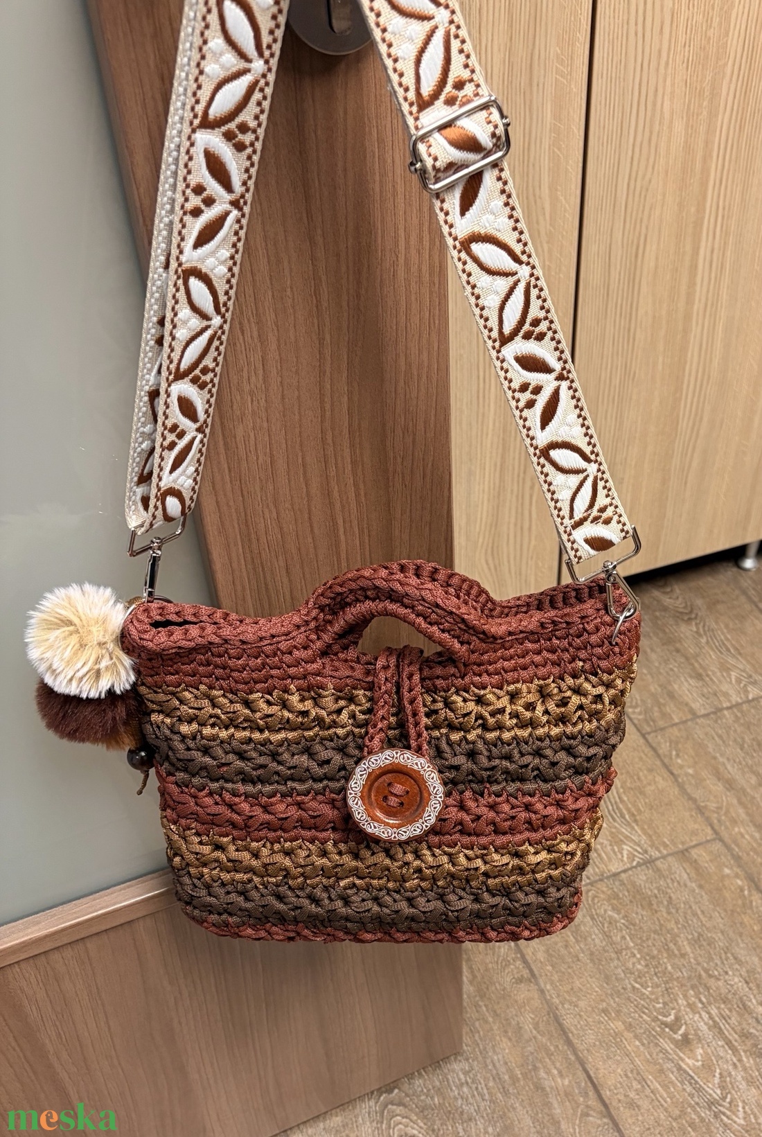 horgolt válltáska - táska & tok - kézitáska & válltáska - vállon átvethető táska - Meska.hu