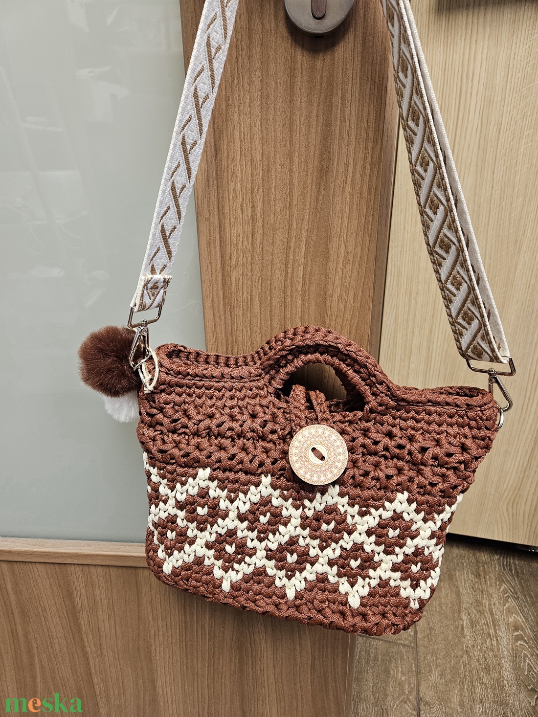 horgolt válltáska - táska & tok - kézitáska & válltáska - vállon átvethető táska - Meska.hu