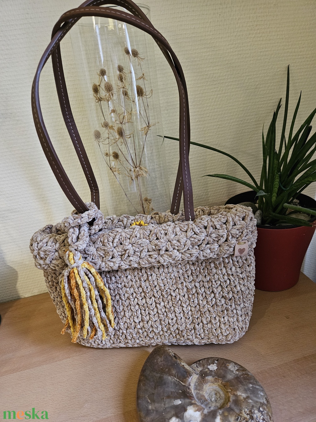 horgolt válltáska - táska & tok - kézitáska & válltáska - belső rendező - Meska.hu