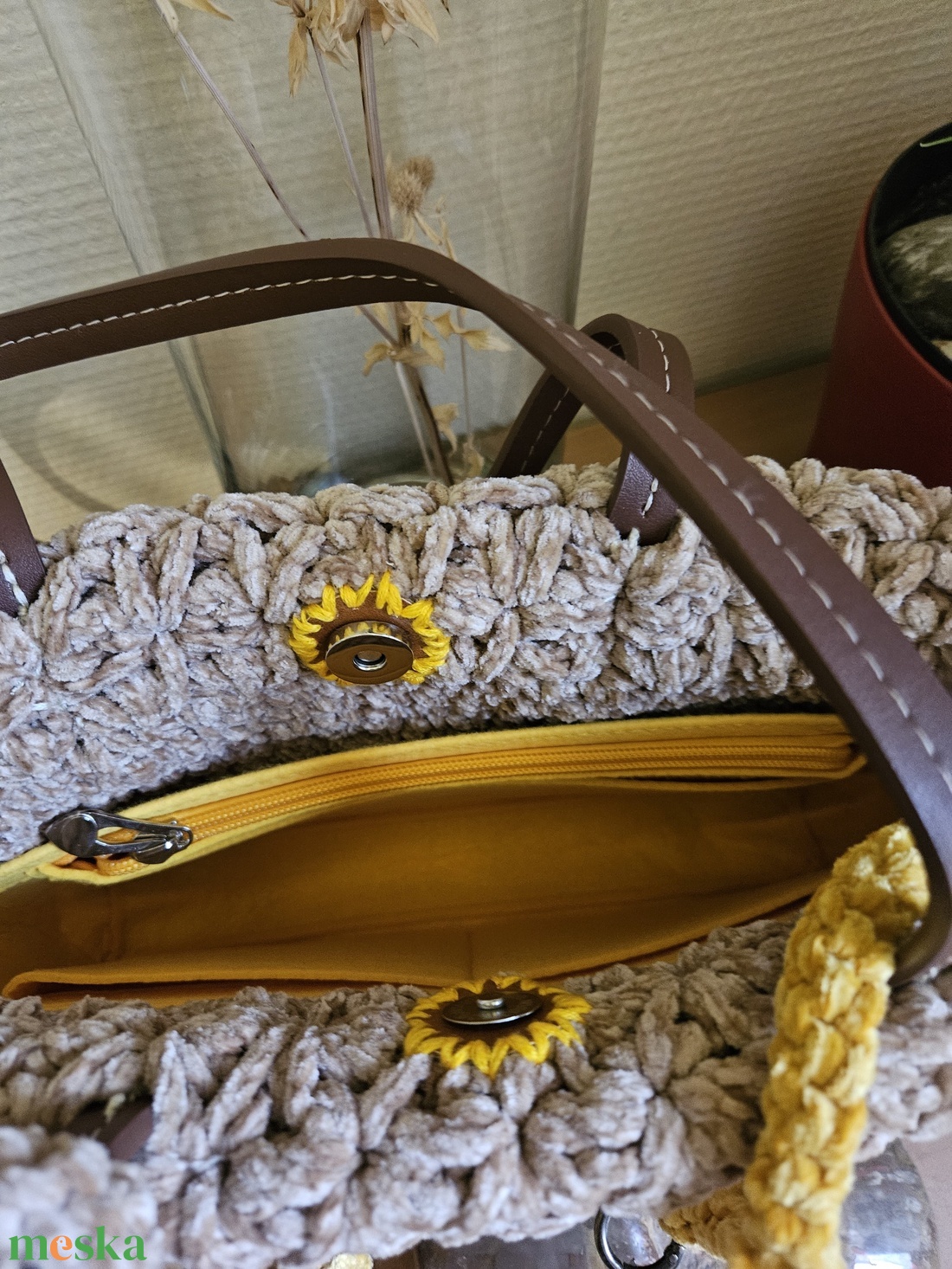 horgolt válltáska - táska & tok - kézitáska & válltáska - belső rendező - Meska.hu