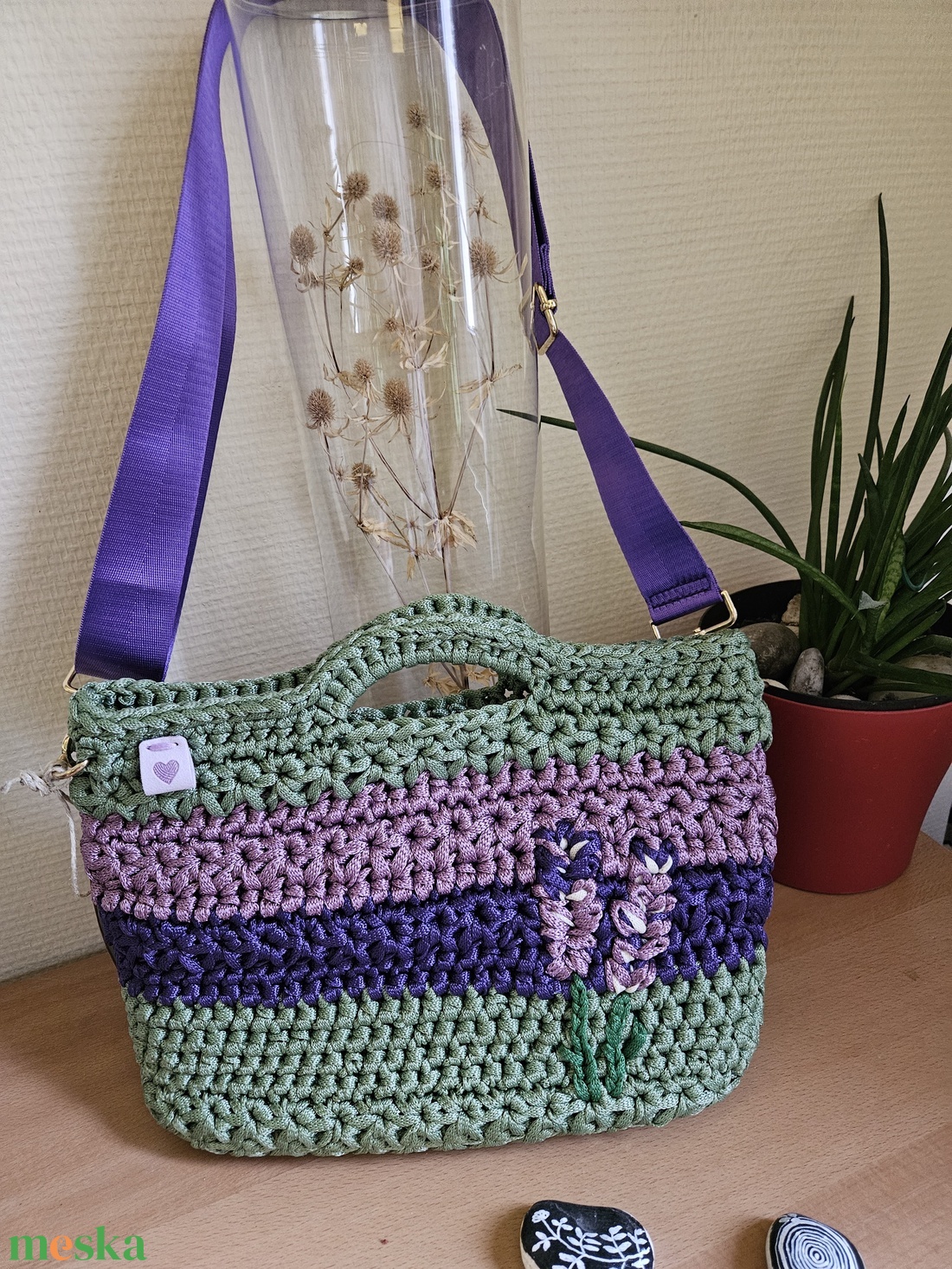 horgolt válltáska - táska & tok - kézitáska & válltáska - vállon átvethető táska - Meska.hu