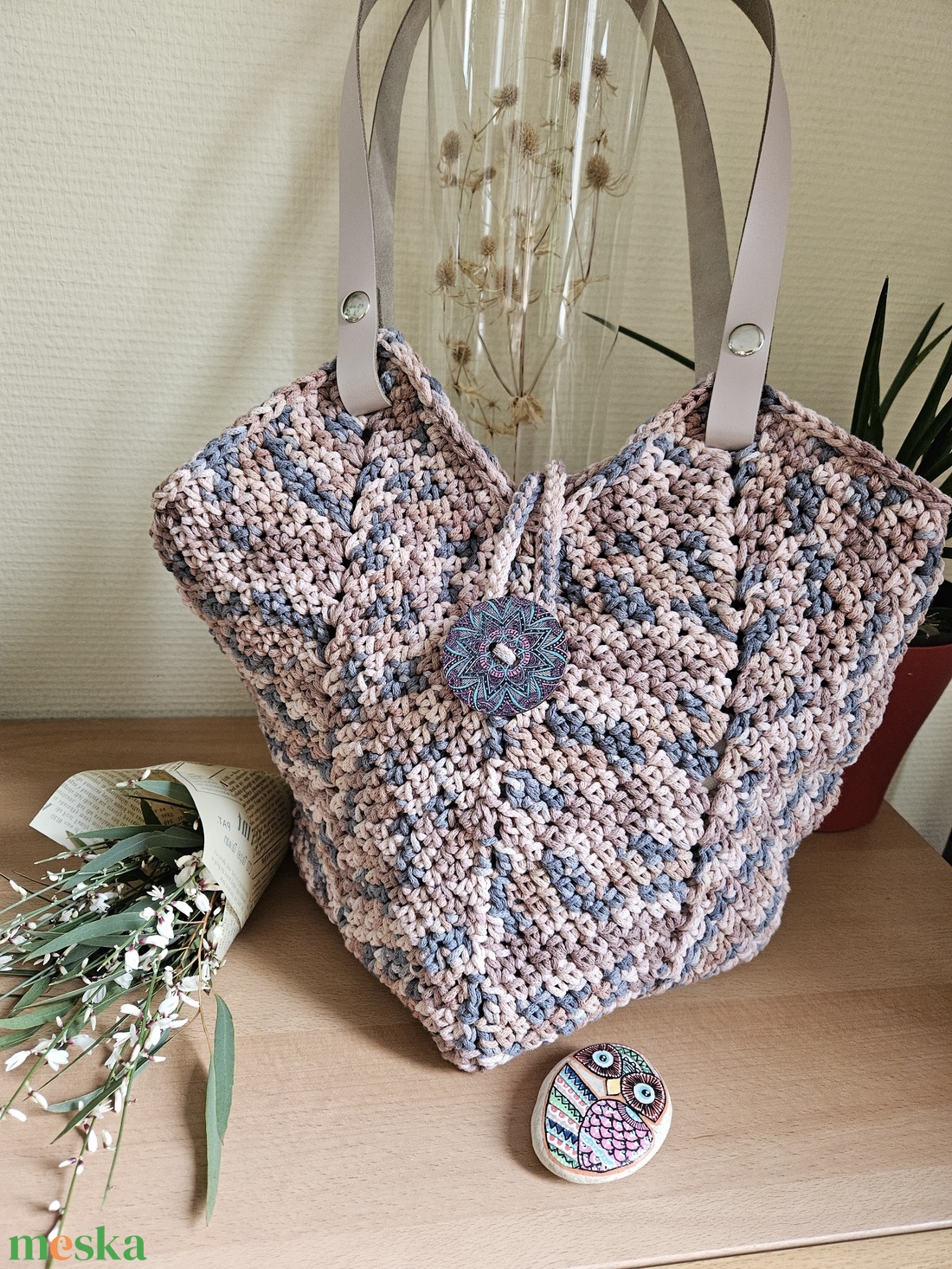 horgolt válltáska - táska & tok - kézitáska & válltáska - belső rendező - Meska.hu