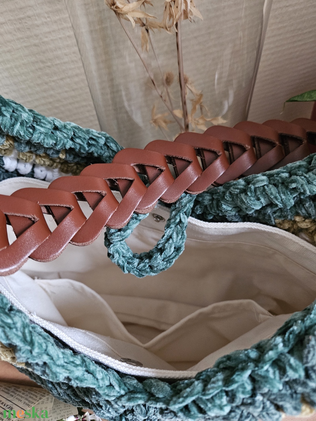 horgolt válltáska - táska & tok - kézitáska & válltáska - belső rendező - Meska.hu