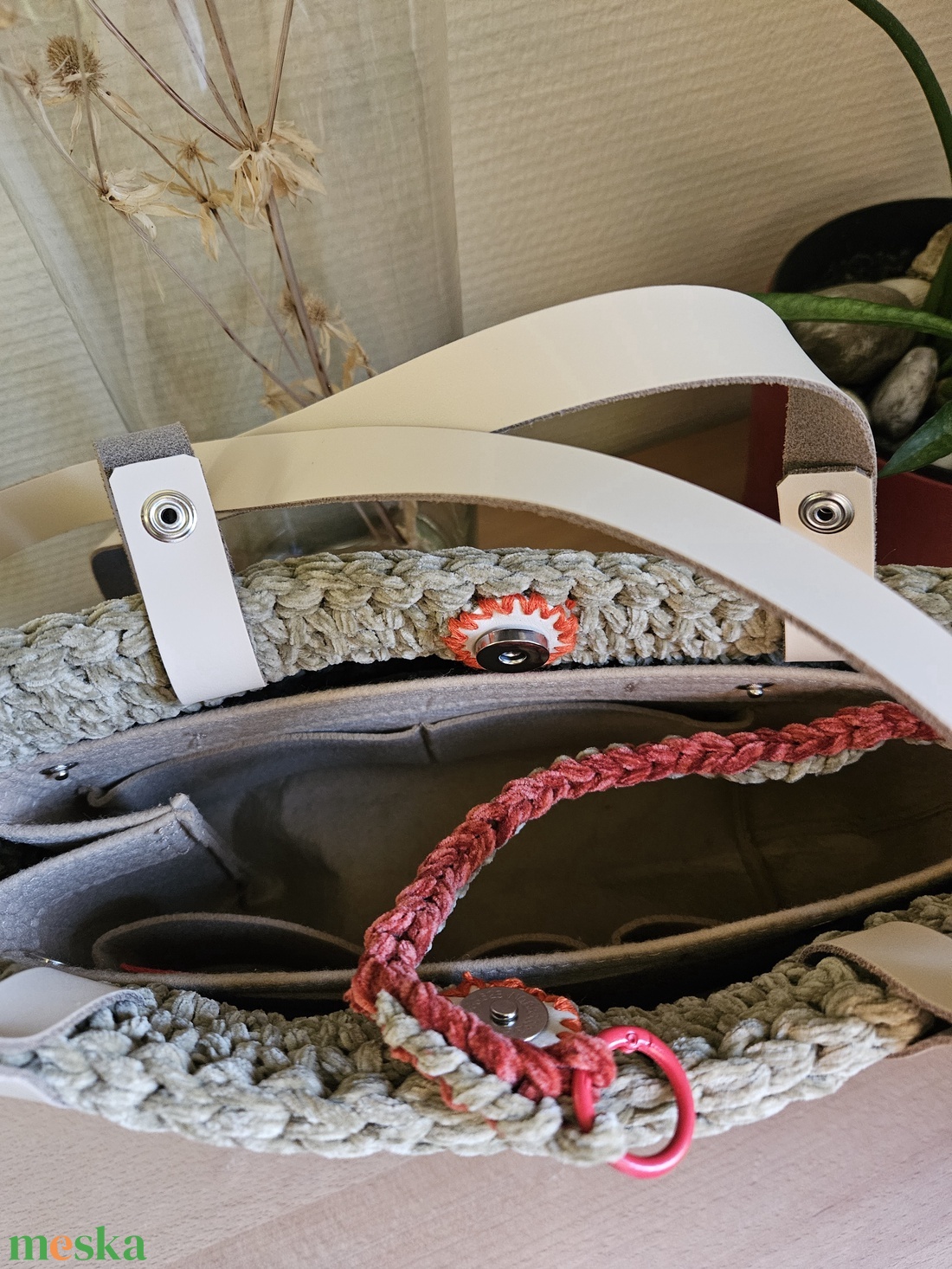 horgolt válltáska - táska & tok - kézitáska & válltáska - belső rendező - Meska.hu