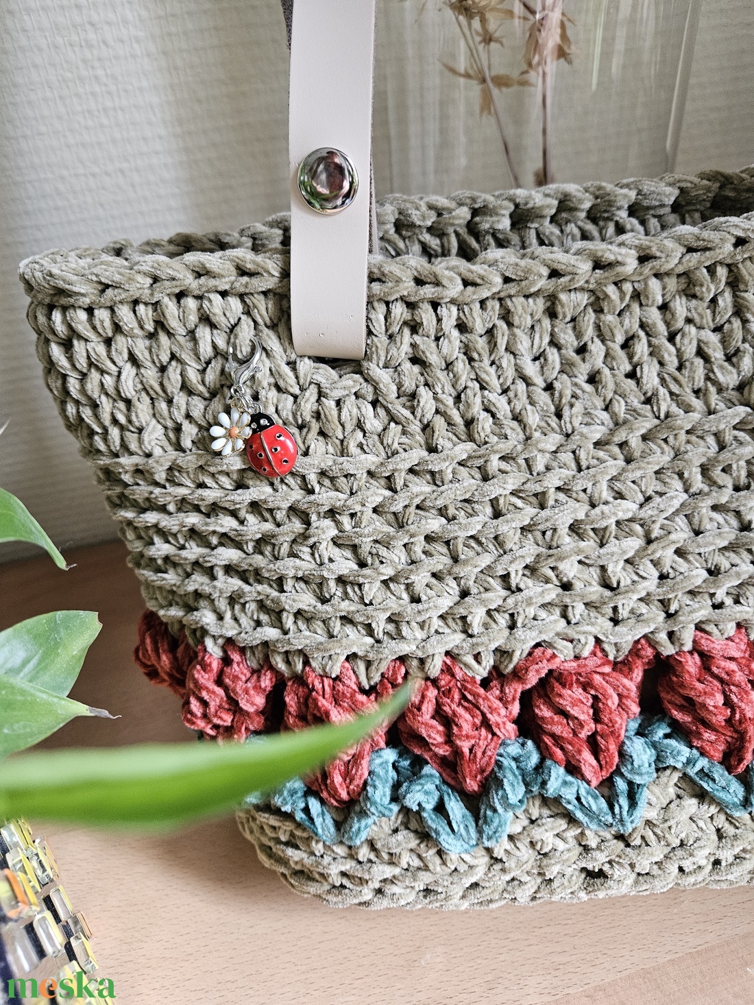 horgolt válltáska - táska & tok - kézitáska & válltáska - belső rendező - Meska.hu