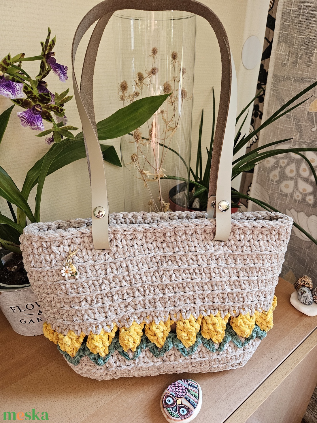 horgolt válltáska - táska & tok - kézitáska & válltáska - belső rendező - Meska.hu