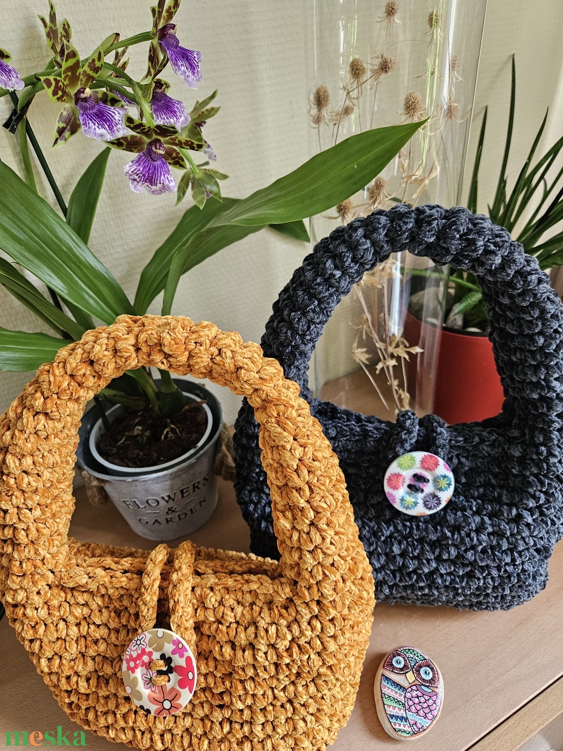 horgolt váll- és kézitáska - táska & tok - kézitáska & válltáska - belső rendező - Meska.hu