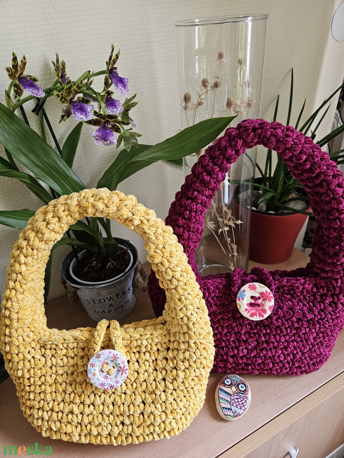 horgolt váll- és kézitáska - táska & tok - kézitáska & válltáska - belső rendező - Meska.hu