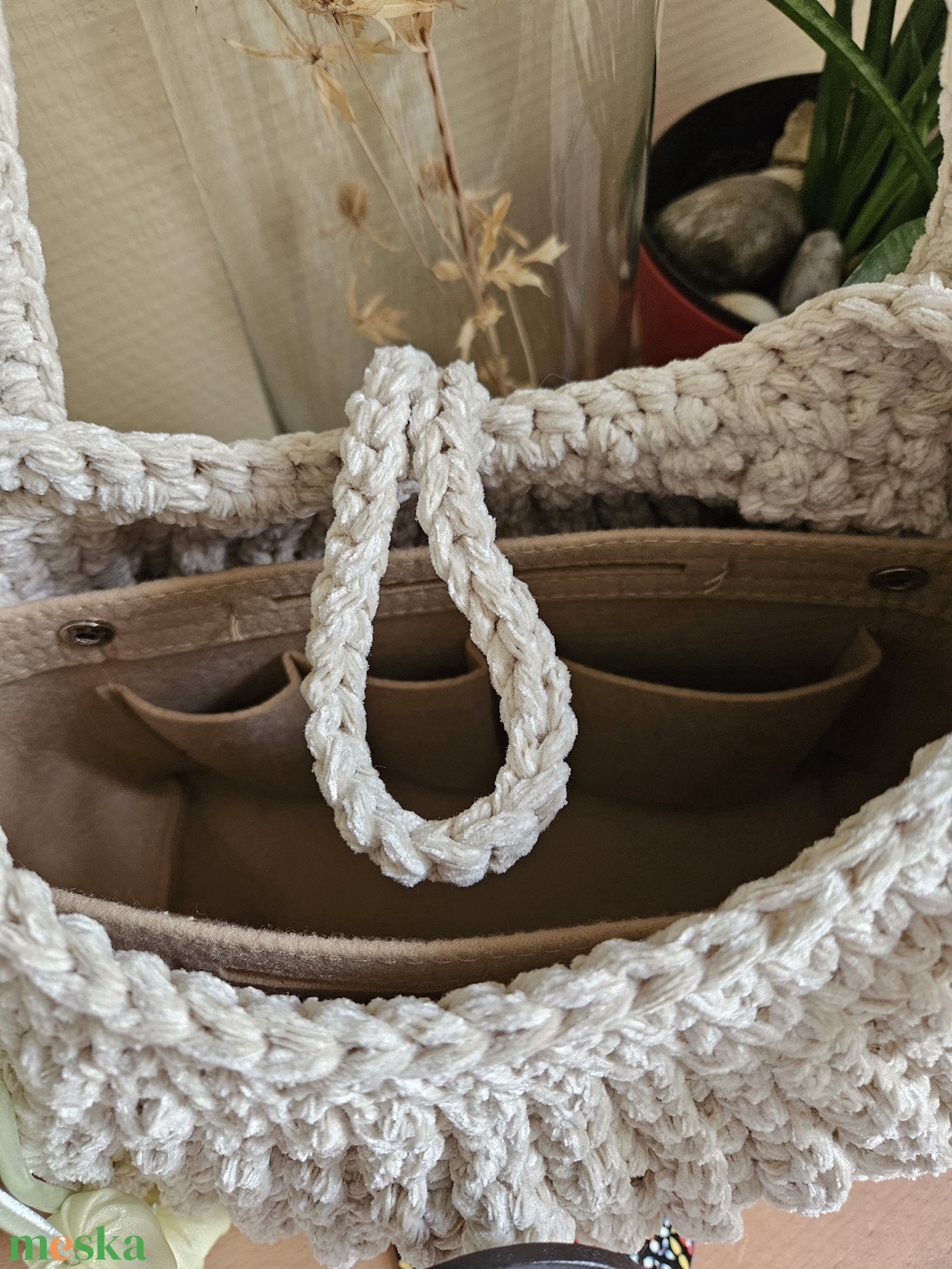 horgolt válltáska - táska & tok - kézitáska & válltáska - belső rendező - Meska.hu