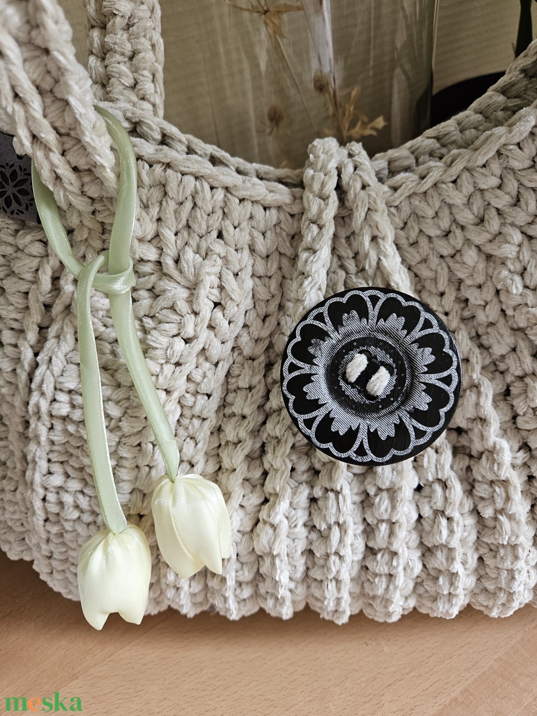 horgolt válltáska - táska & tok - kézitáska & válltáska - belső rendező - Meska.hu