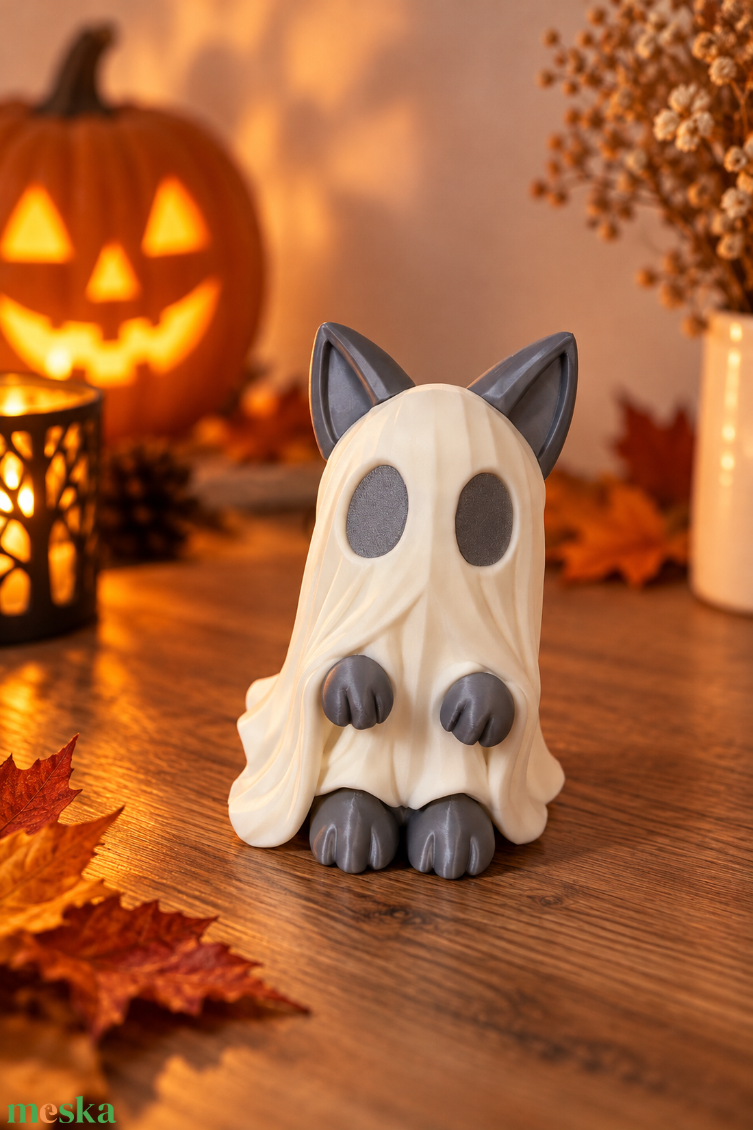Szellem cica - otthon & életmód - dekoráció - halloween - halloweeni asztaldísz - Meska.hu