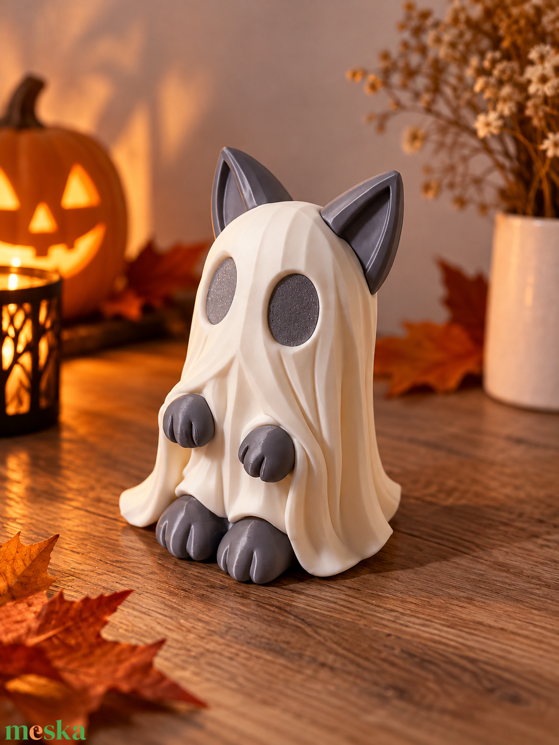 Szellem cica - otthon & életmód - dekoráció - halloween - halloweeni asztaldísz - Meska.hu