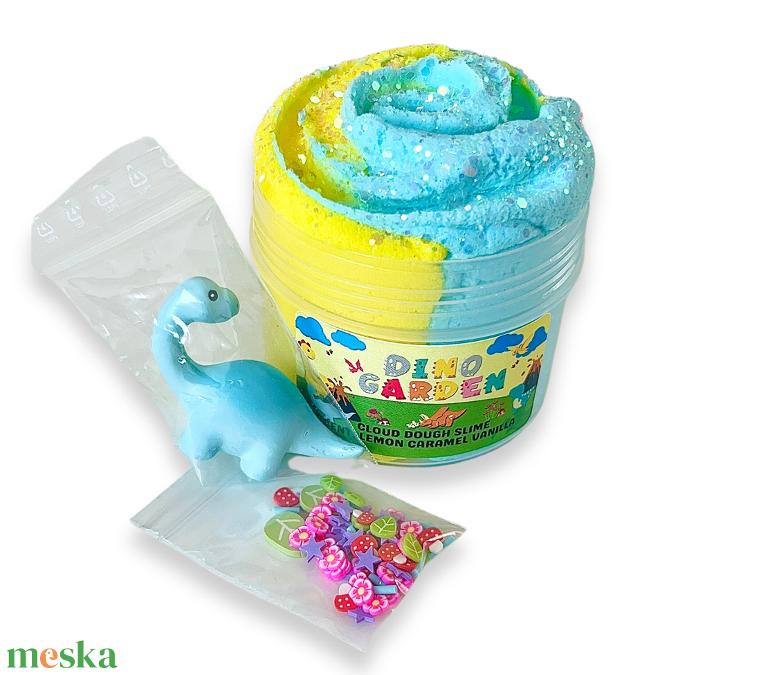 DINO GARDEN - cloud dough slime - felhő-tészta slime - Illatos Slime - ASMR (ragacsgyurma, ragacs, nyálka) - játék & sport - készségfejlesztő és logikai játék - szín és formaválogató játékok - Meska.hu