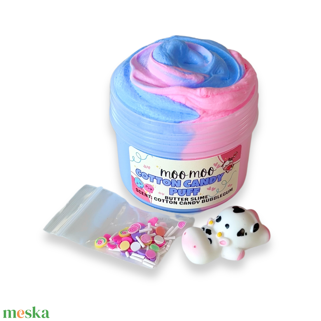 MOO MOO COTTON CANDY PUFF - butter slime - Illatos Slime - ASMR (ragacsgyurma, ragacs, nyálka) - játék & sport - készségfejlesztő és logikai játék - szín és formaválogató játékok - Meska.hu