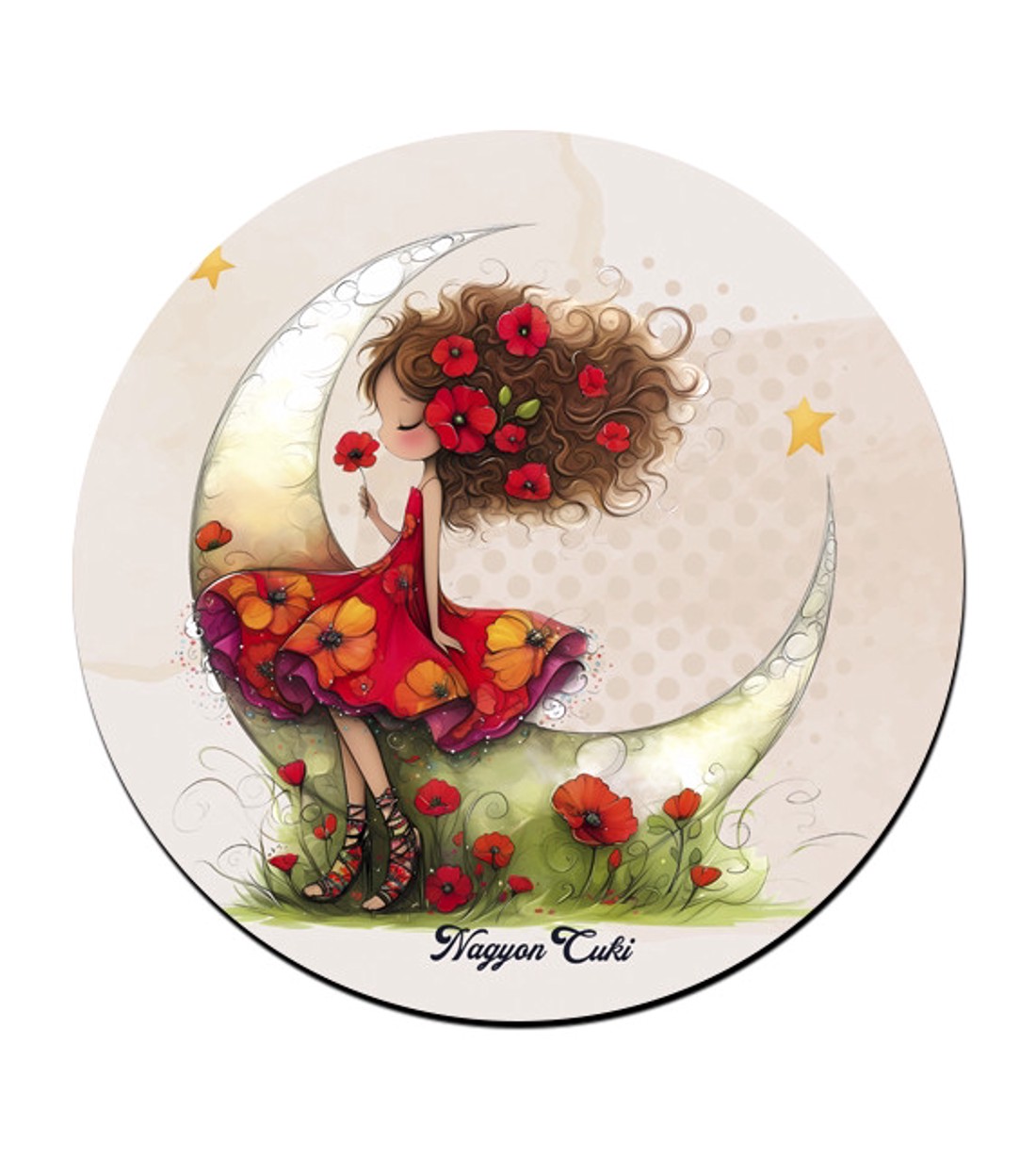 6 db aranyos pipacs tündérlány kör alakú alátét szett (#58) -  - Meska.hu