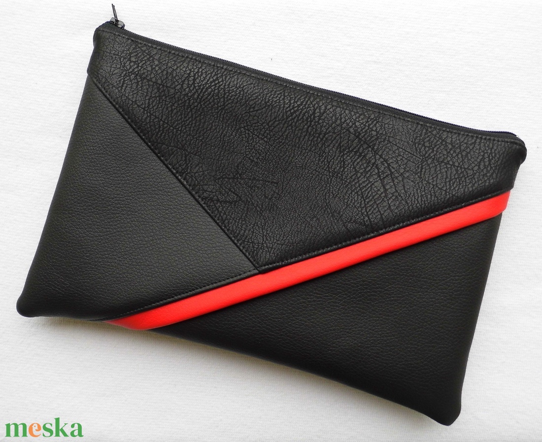 Borítéktáska - fekete/piros - táska & tok - variálható táska - Meska.hu