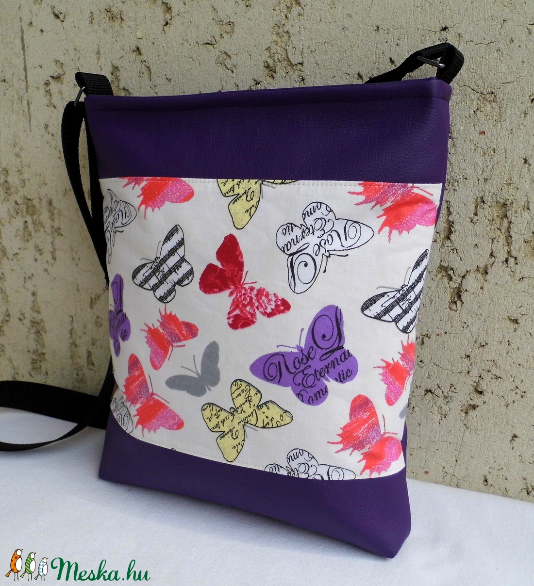 Lepkés női táska / lila - táska & tok - kézitáska & válltáska - válltáska - Meska.hu