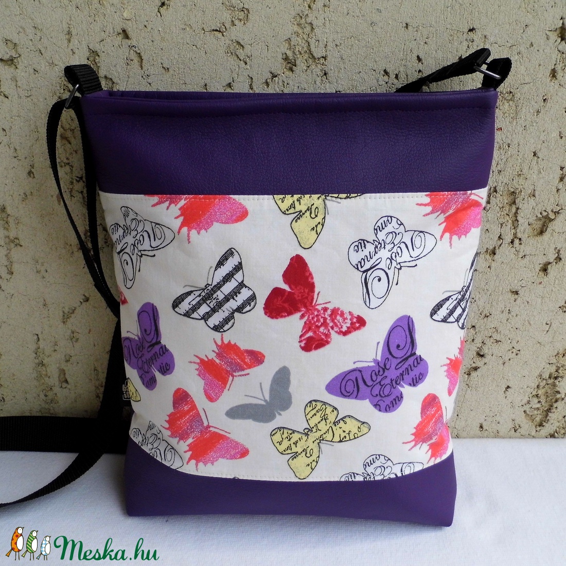 Lepkés női táska / lila - táska & tok - kézitáska & válltáska - válltáska - Meska.hu