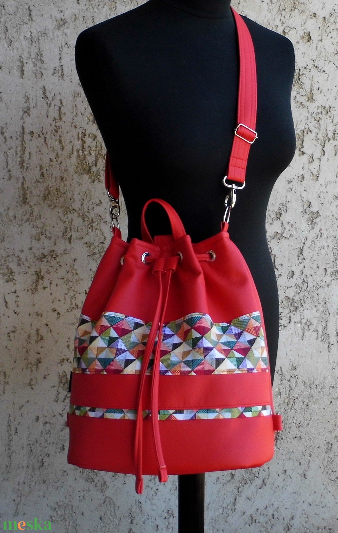 Piros hátizsák - táska & tok - variálható táska - Meska.hu