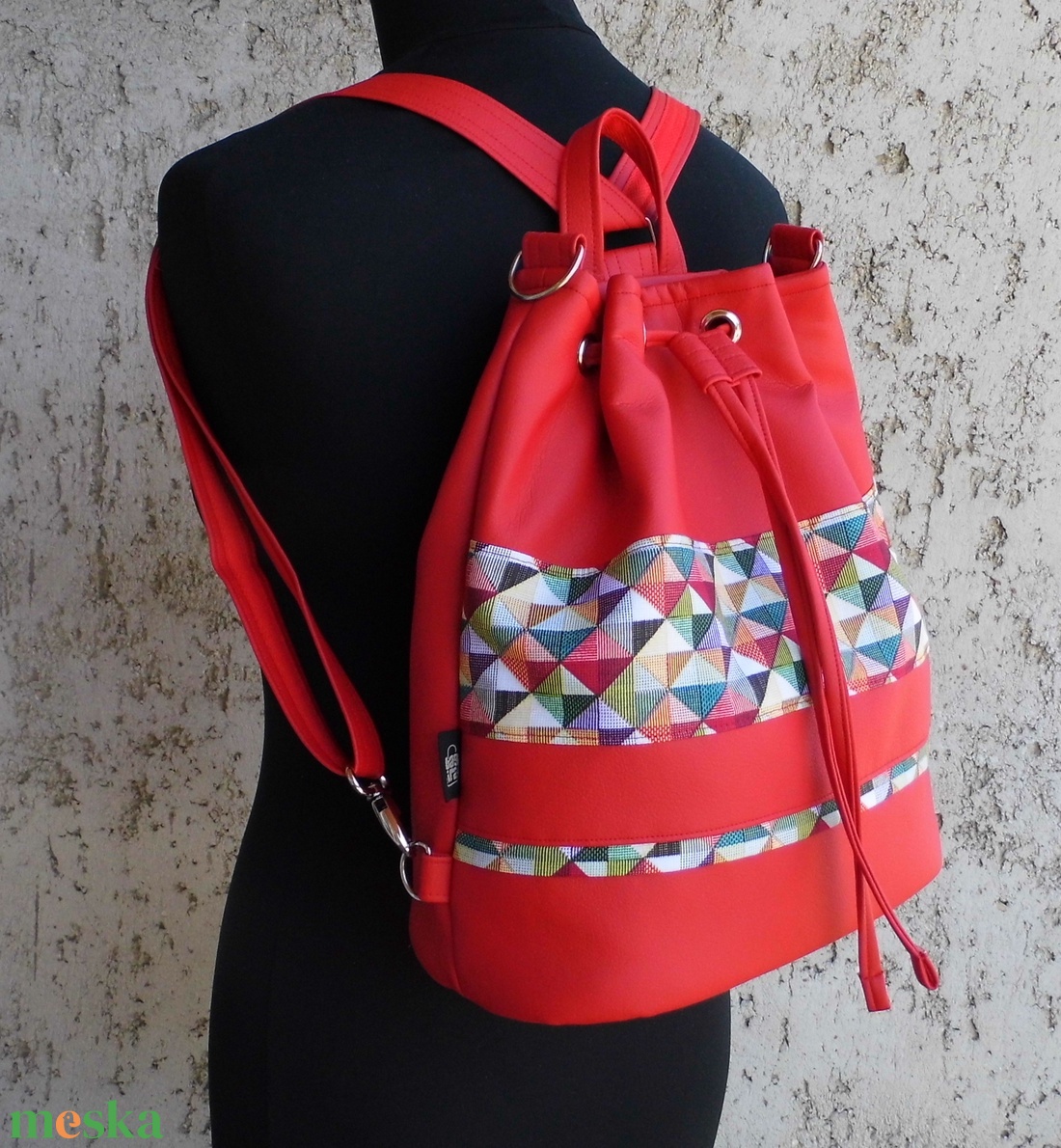 Piros hátizsák - táska & tok - variálható táska - Meska.hu
