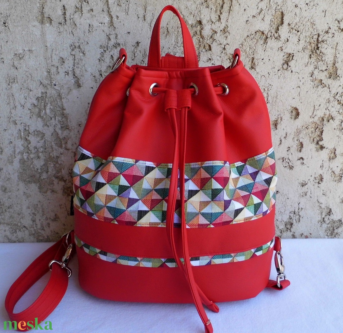 Piros hátizsák - táska & tok - variálható táska - Meska.hu