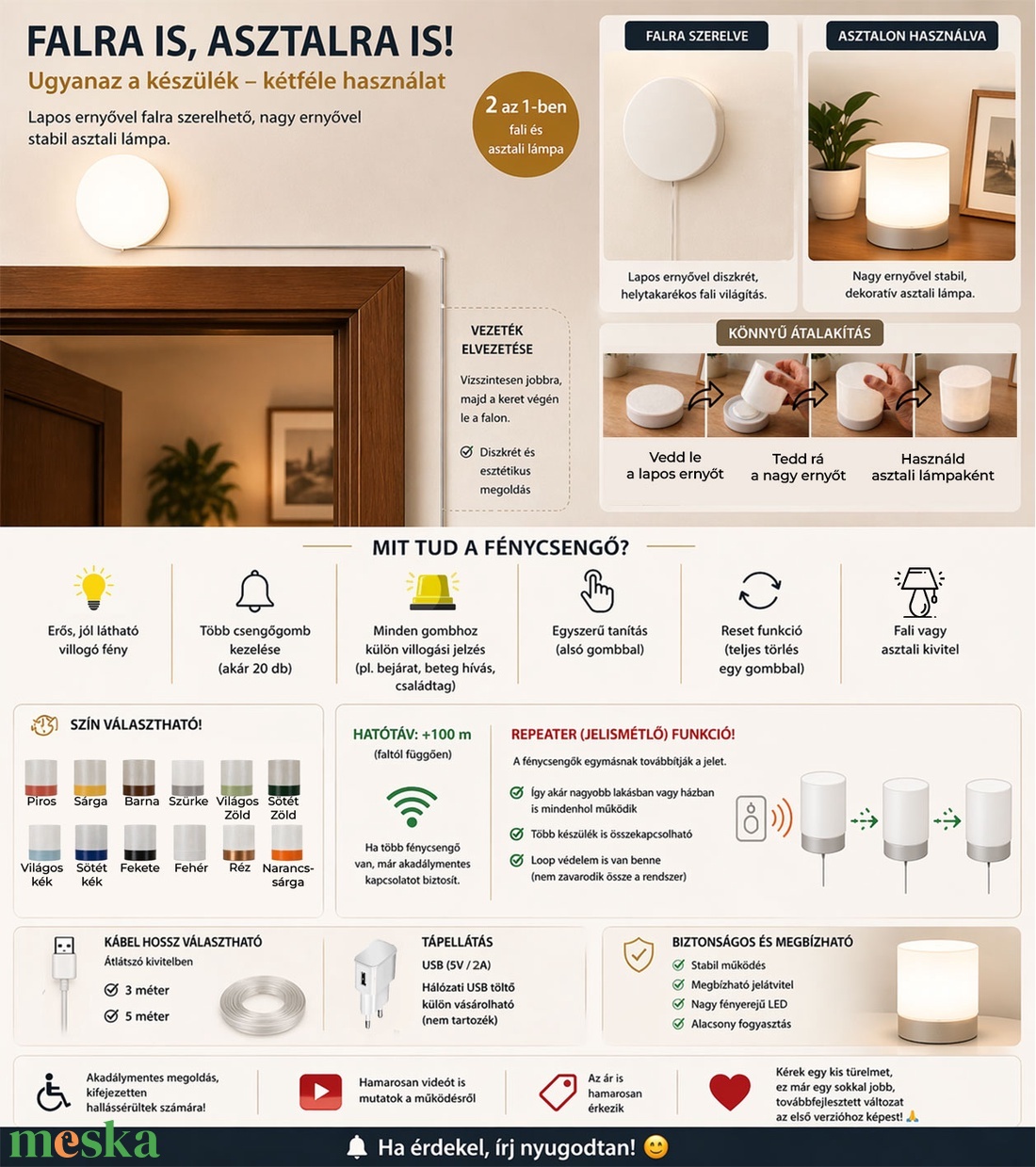 Fénycsengő 2 az 1-ben � fali és asztali lámpa - otthon & életmód - lámpa - asztali lámpa - Meska.hu