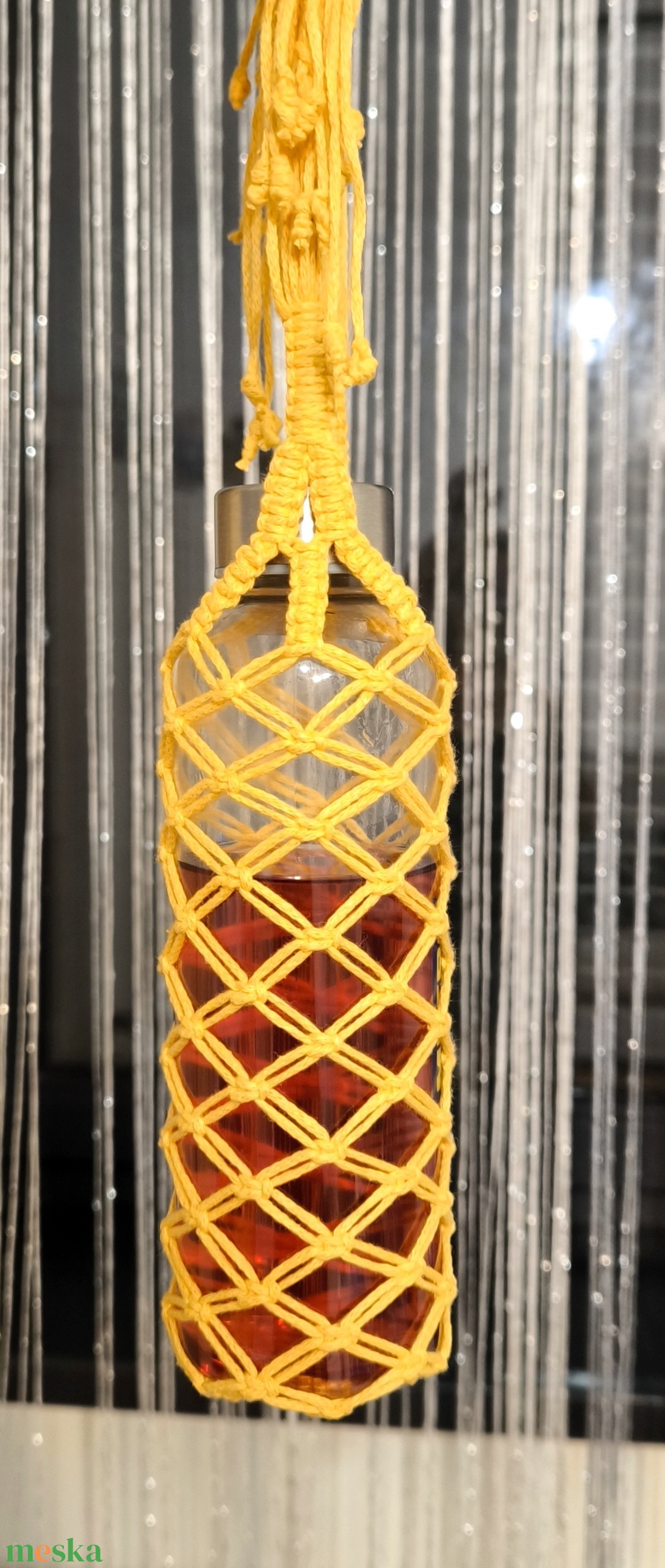 Makramé kulacstartó  - táska & tok - uzsonna- & ebéd tartó - evőeszköz tartó - Meska.hu