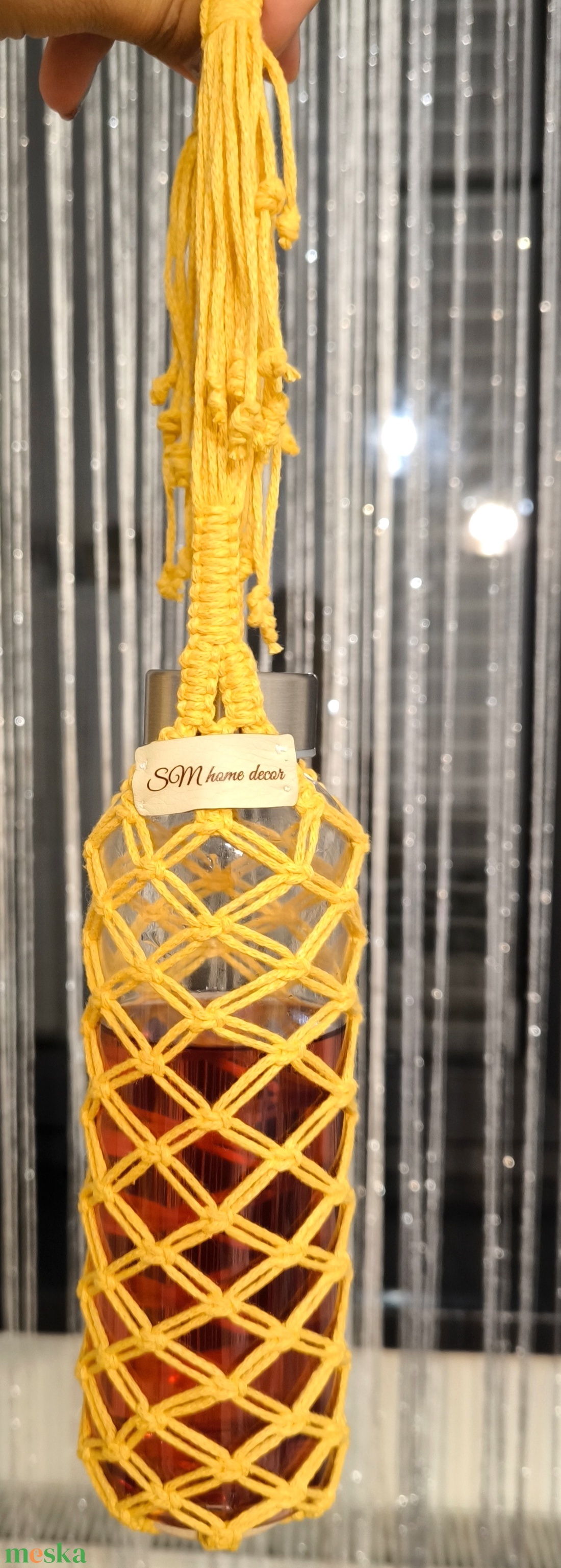 Makramé kulacstartó  - táska & tok - uzsonna- & ebéd tartó - evőeszköz tartó - Meska.hu