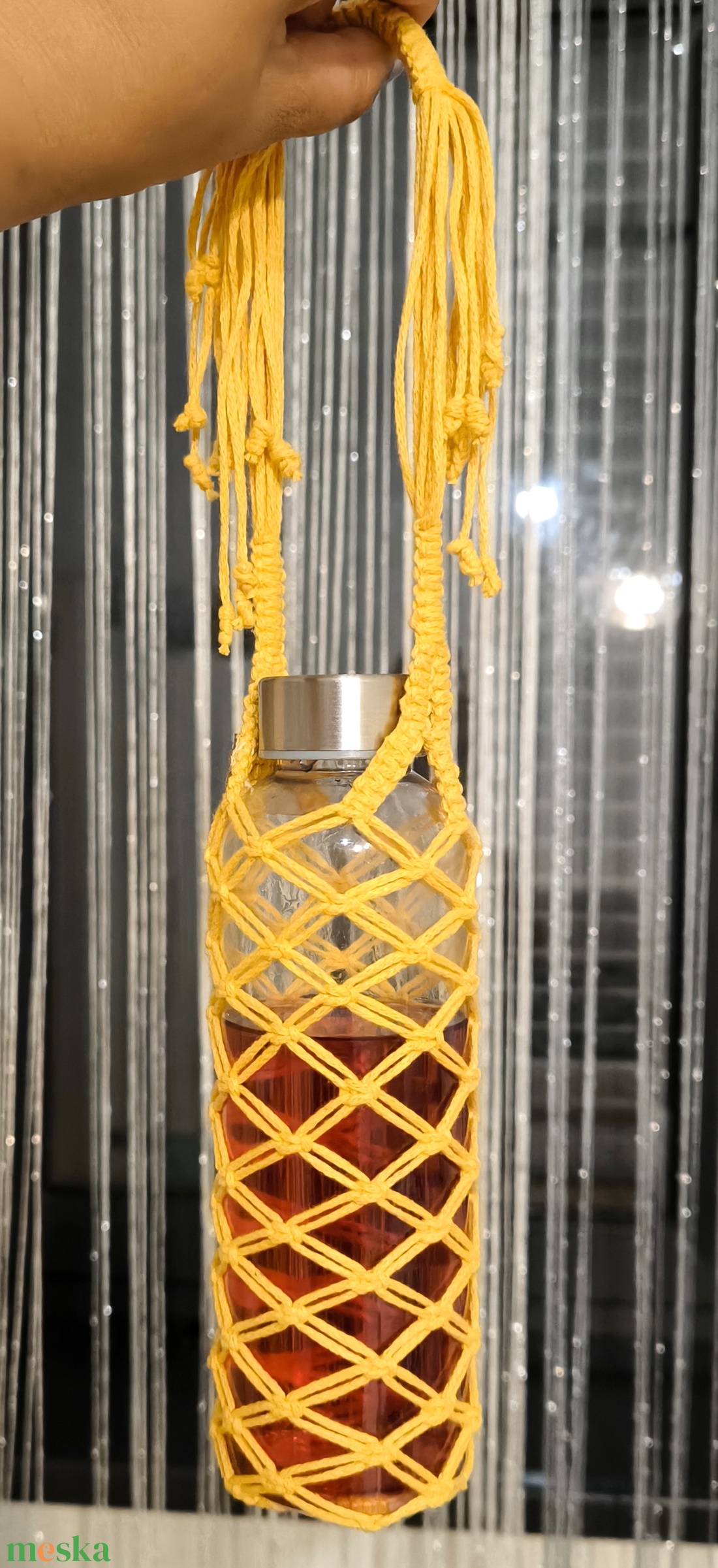 Makramé kulacstartó  - táska & tok - uzsonna- & ebéd tartó - evőeszköz tartó - Meska.hu