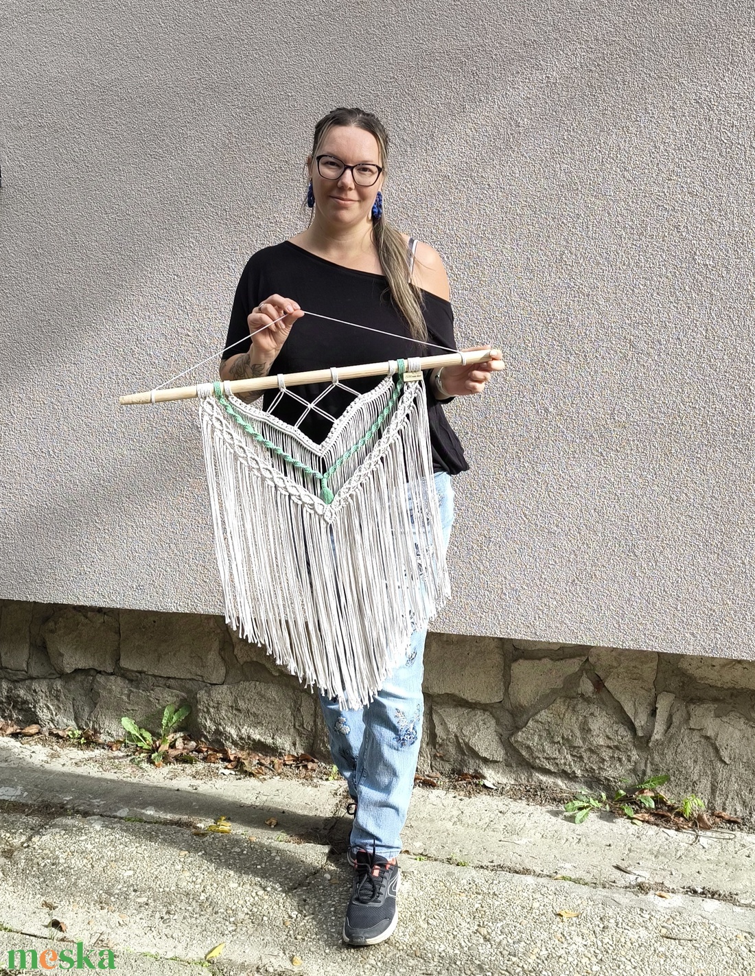 Makramé falidísz  - otthon & életmód - dekoráció - fali és függő dekoráció - falra akasztható dekor - Meska.hu