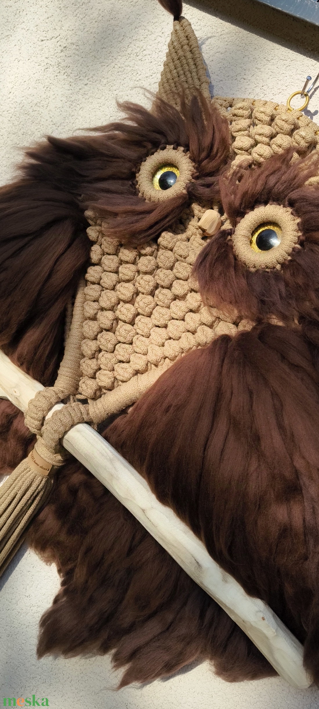 Makramé bagoly falidísz  - otthon & életmód - dekoráció - fali és függő dekoráció - álomfogó - Meska.hu